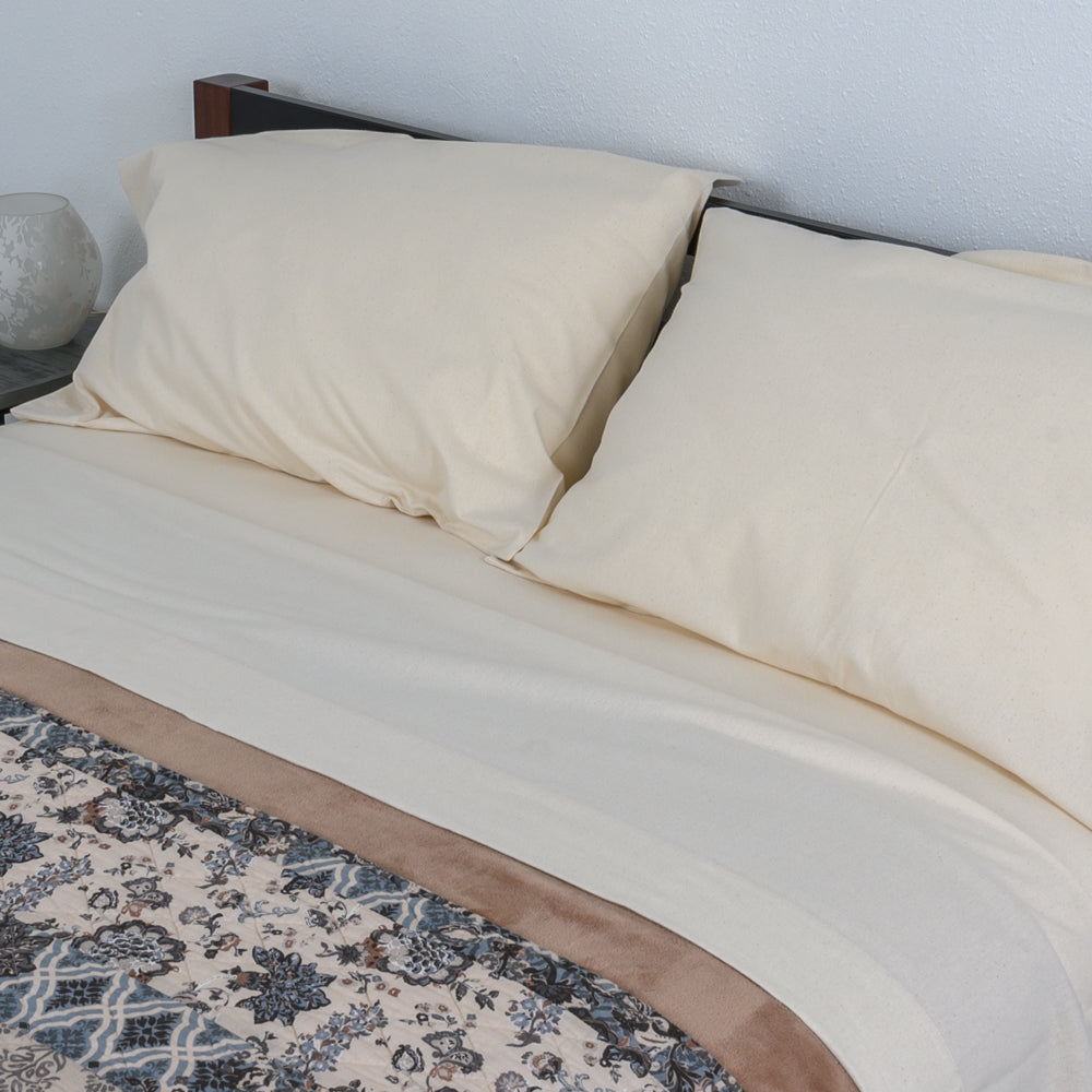 Velvet Flannel Sheet Set - Ivory Bed Image
